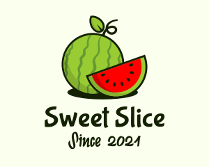 Watermelon Fruit Slice logo design