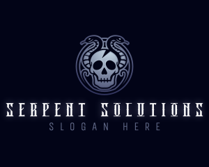 Skull Serpent Snake logo design