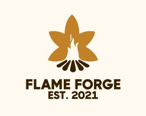 Leaf Camp Bonfire  logo design