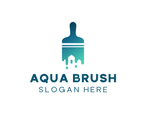 Gradient Paint Brush House logo design