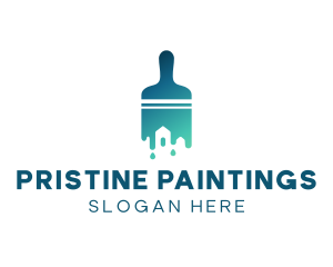 Gradient Paint Brush House logo design