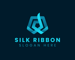 Creative Ribbon Pentagon logo design