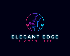 Elegant Broadcast Microphone logo design