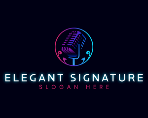 Elegant Broadcast Microphone logo design