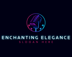 Elegant Broadcast Microphone logo design