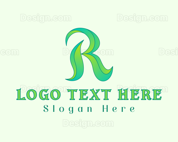 Eco Leaf Letter R Logo