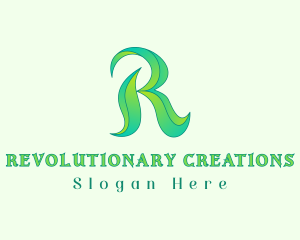 Eco Leaf Letter R logo design