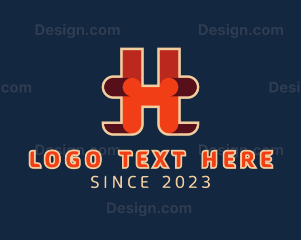 Retro Interior Design Letter H Logo