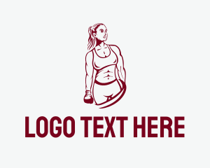 Kickboxing - Muscle Boxer Woman logo design