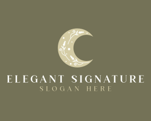 Elegant Floral Moon logo design