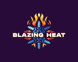 Snowflake Fire Heating logo design