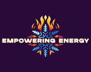 Snowflake Fire Heating logo design