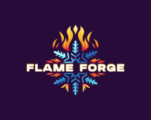 Snowflake Fire Heating logo design