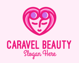 Pink Beautiful Woman Heart logo design