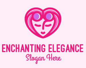 Pink Beautiful Woman Heart logo design