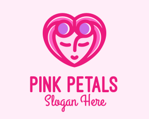 Pink Beautiful Woman Heart logo design