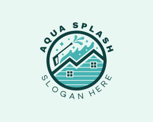 Pressure Washer House Splash  logo design