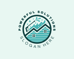 Pressure Washer House Splash  logo design