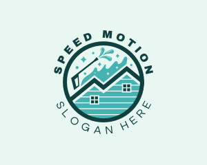 Pressure Washer House Splash  logo design