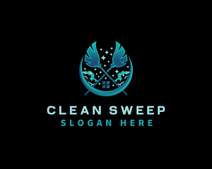 Housekeeping Broom House logo design