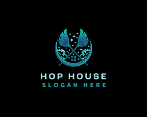 Housekeeping Broom House logo design