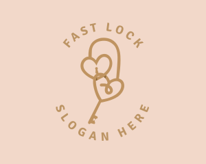 Key Lock Hearts logo design