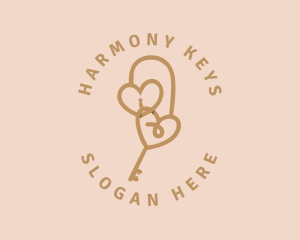 Key Lock Hearts logo design