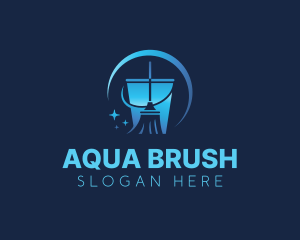 Cleaning Bucket Broom Sanitation logo design