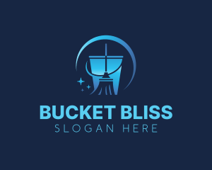 Cleaning Bucket Broom Sanitation logo design