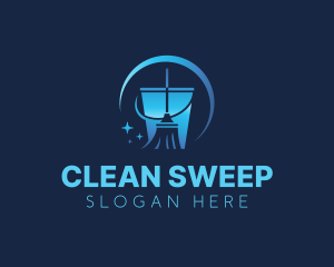 Cleaning Bucket Broom Sanitation logo design