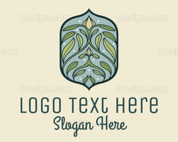 Art Nouveau Floral Decor Badge Logo