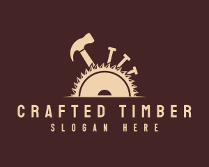 Sawblade Hammer Woodwork logo design