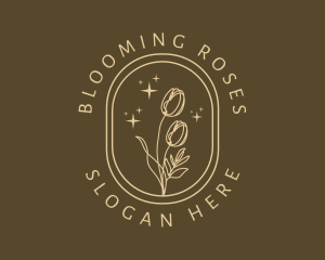 Roses Flower Badge logo design