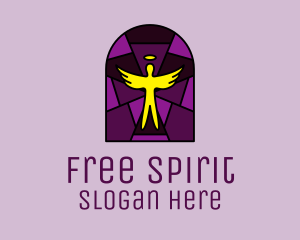 Stained Glass Religious Angel logo design