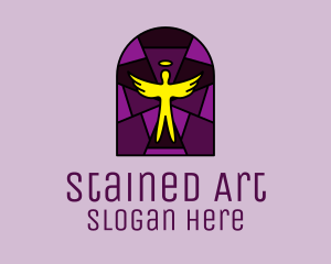 Stained Glass Religious Angel logo design