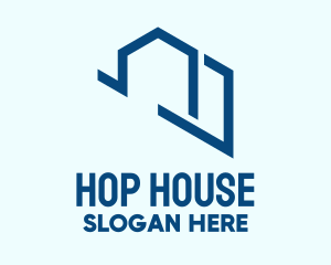 Minimalist Blue House logo design