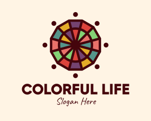 Colorful Mosaic Wheel logo design