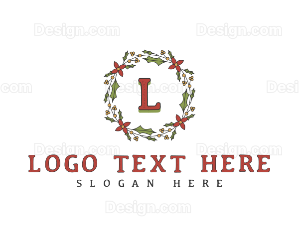 Holiday Christmas Wreath Logo