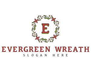 Holiday Christmas Wreath logo design