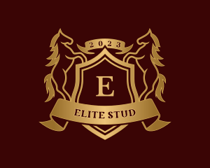 Luxury Stallion Horse Shield logo design