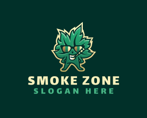 Marijuana Leaf Smoking logo design