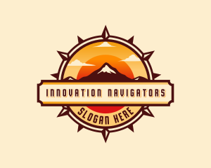 Mountain Sunset Compass logo design