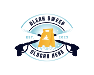 Pressure Washing Cleaner Janitor logo design