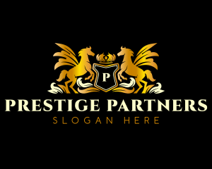 Pegasus Crown Shield logo design