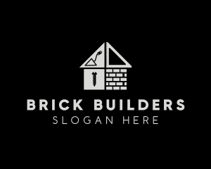 Brick Home Construction Builder logo design