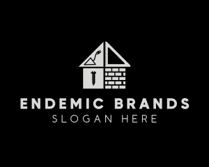 Brick Home Construction Builder logo design