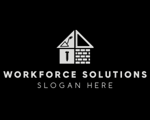 Brick Home Construction Builder logo design