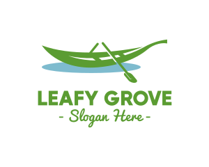 Leafy Rowboat Boat logo design