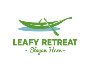 Leafy Rowboat Boat logo design