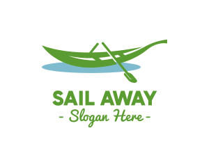 Leafy Rowboat Boat logo design